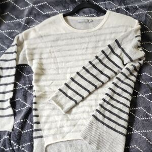 Striped Cream and Gray Sweater